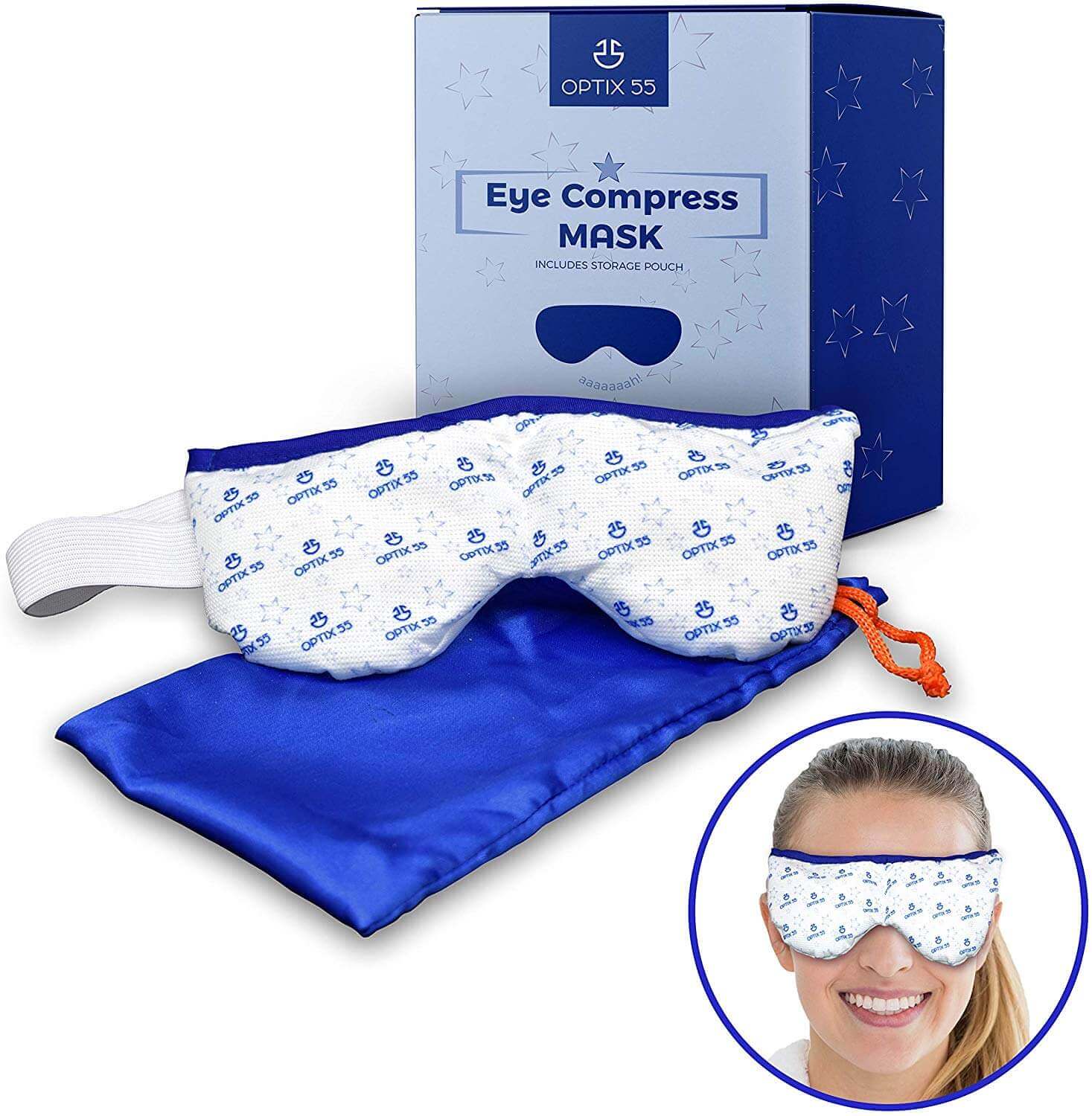 Eye Mask for Dry Eyes, Moist Heat Eye Compress Pad for Pink Eye, Blepharitis, Puffy Eyes, MGD, Stye Treatment Relief | Microwaveable Warm Compress for Eyes | Washable & Reusable with Storage Pouch
