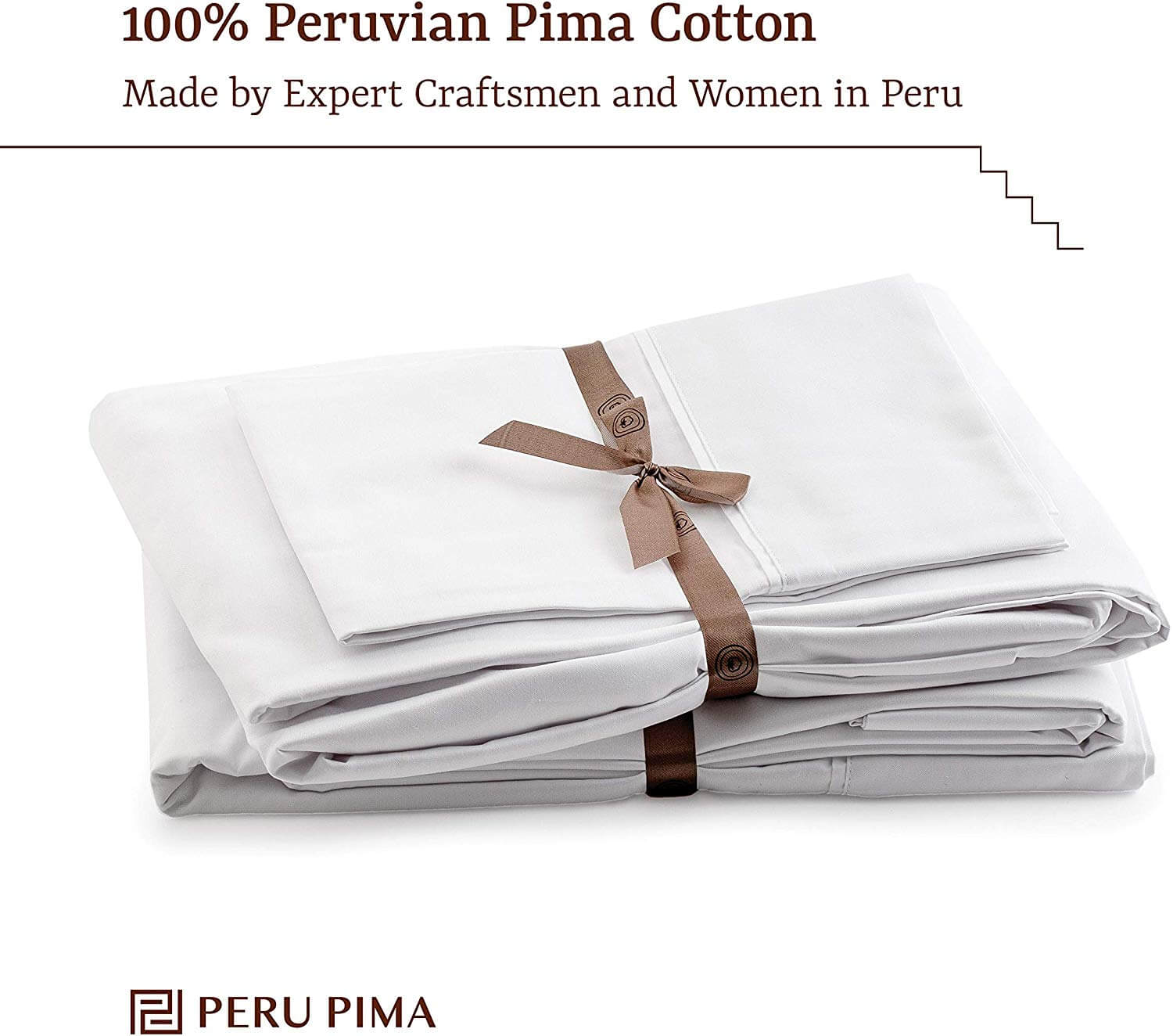 Peru Pima - 415 Thread Count Percale - 100% Peruvian Pima Cotton - Queen Bed Sheet Set, White
