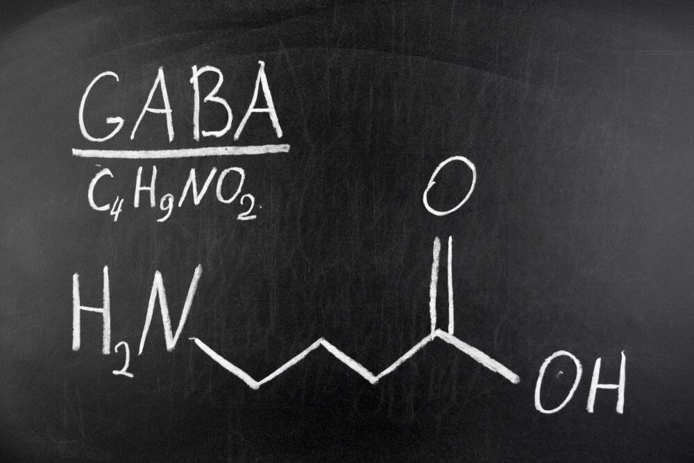Chemical formula of GABA on blackboard