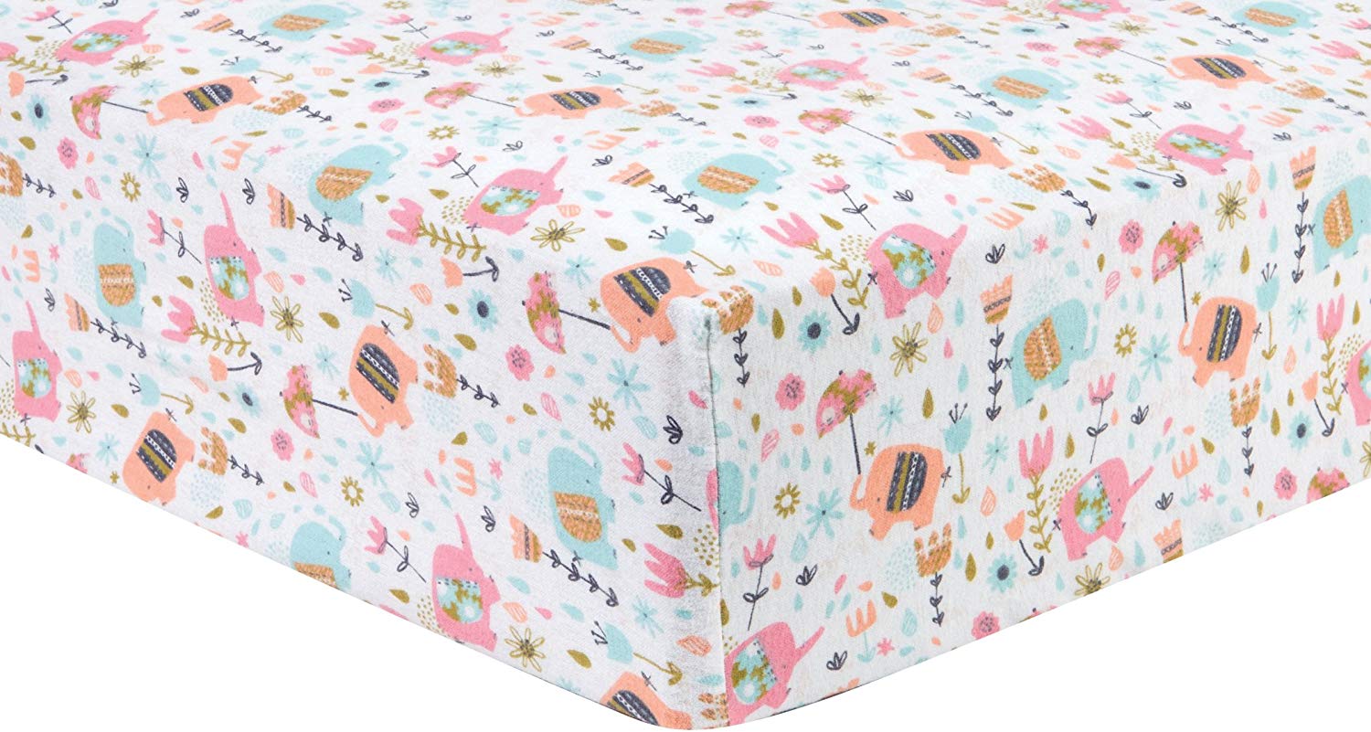 Trend Lab Playful Elephants Deluxe Flannel Fitted Crib Sheet