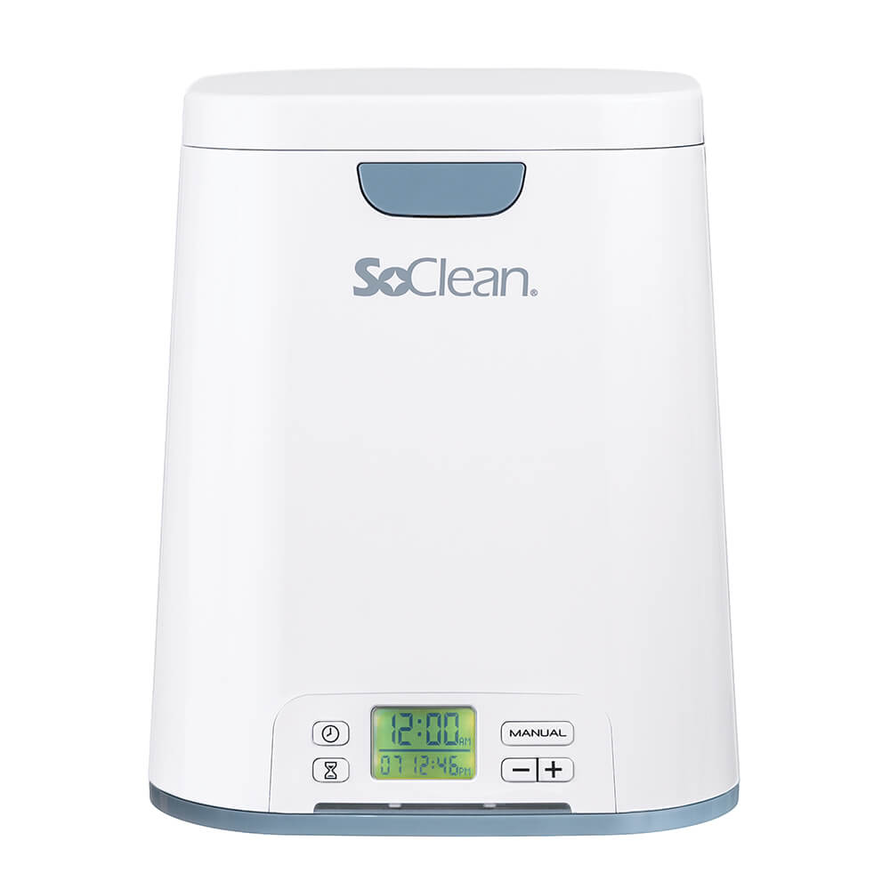 A front-facing view of the SoClean 2 CPAP cleaner against a white background.